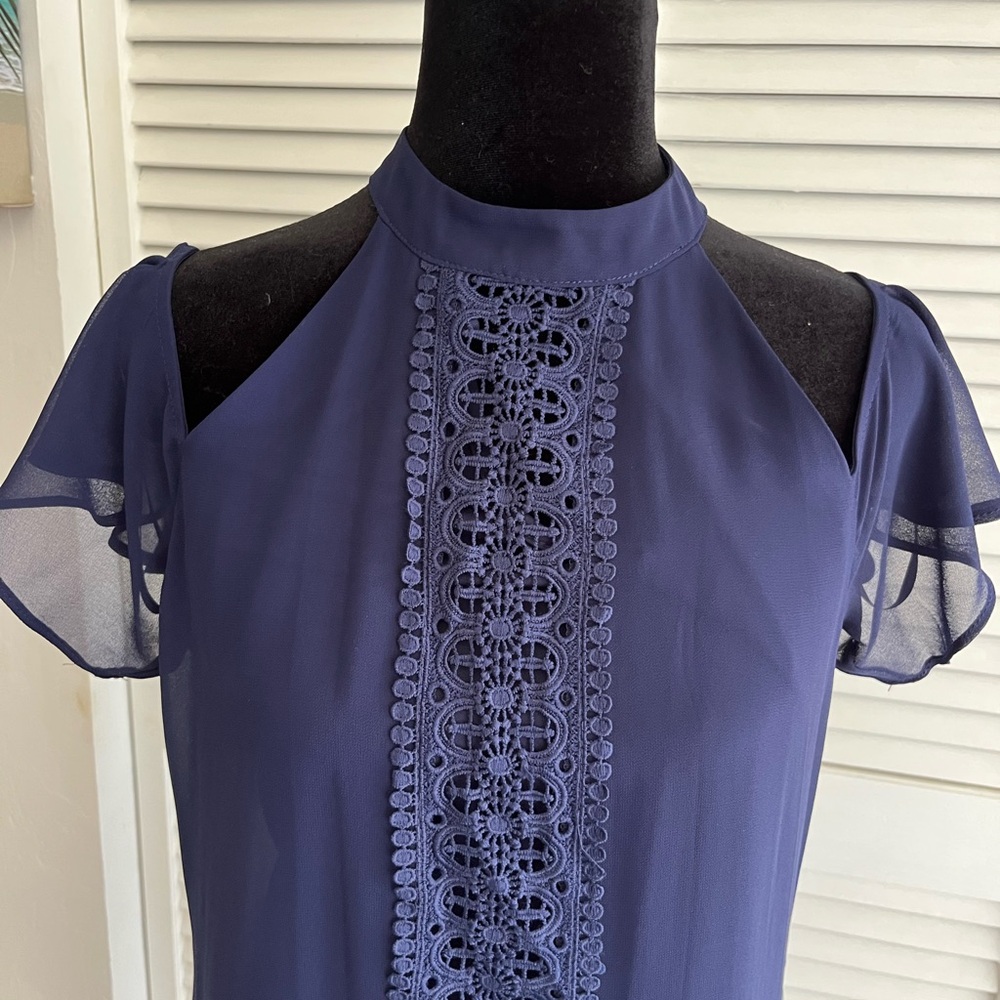 Elegant Navy Cold Shoulder Dress by IN San Francisco